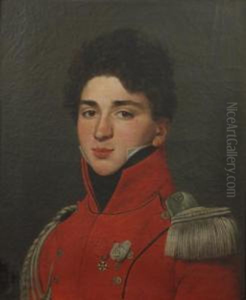 Portrait D'un Jeune Officier Portant Lalegion D'honneur Et L'ordre Du Lys Oil Painting by Louis-M., Luc Sicard Sicardi