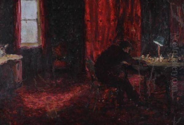 Interior Scene With Figure Seated At A Table Oil Painting by Walter Richard Sickert