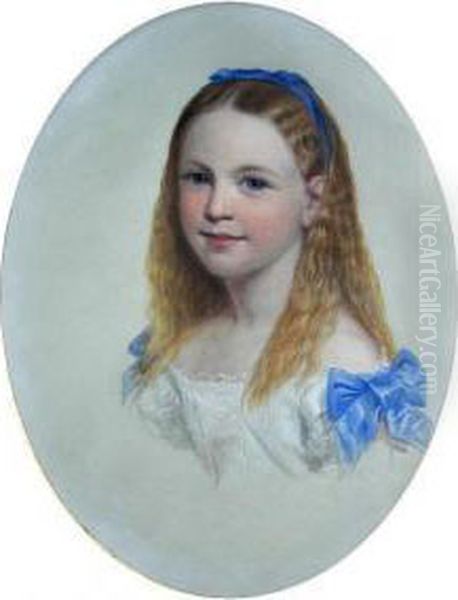 Portrait Of Miss Harriet Sidley Oil Painting by Samuel Sidley