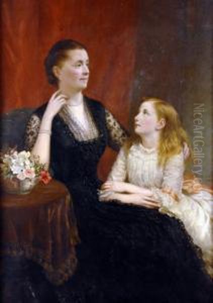 Mother And Daughter Oil Painting by Samuel Sidley