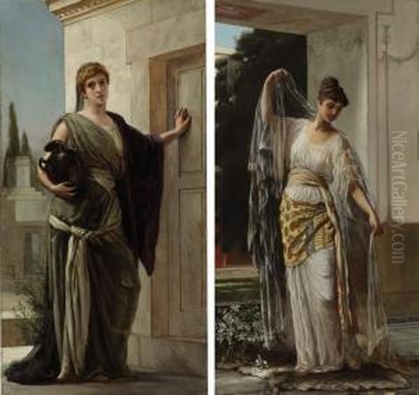 A Pompeian Bride; And A Pompeian Widow Oil Painting by Herbert Sidney