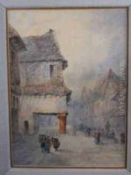 Dutch Town Scene Oil Painting by Herbert Sidney