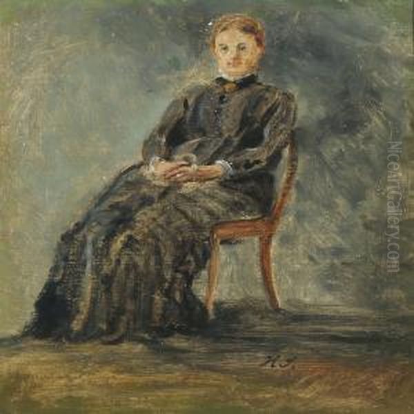 Portrait Of The Painter Zahrtmann's Sister Oil Painting by Hermann Carl Siegumfeldt