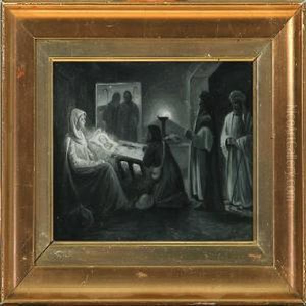 The Newborn Jesus Oil Painting by Hermann Carl Siegumfeldt