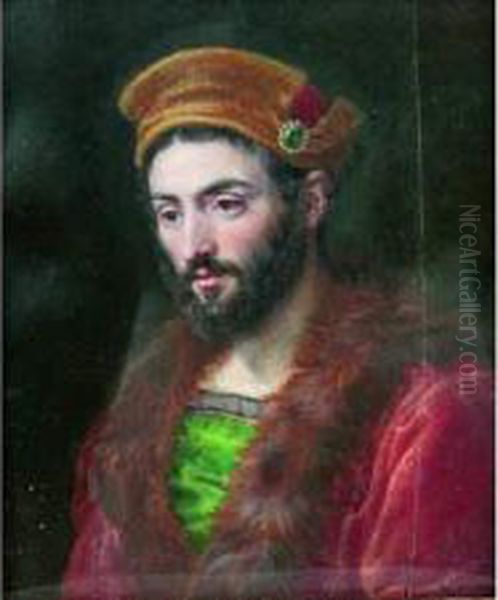 Portrait D'un Juif Polonais En Buste Tourne Vers La Gauche Oil Painting by Francois Joseph J. Sieurac