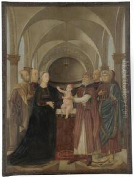 A Processional Banner: The Presentation In The Temple Oil Painting by Luca Signorelli