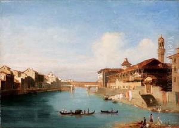 Firenze, Sull'arno Oil Painting by Giovanni Signorini