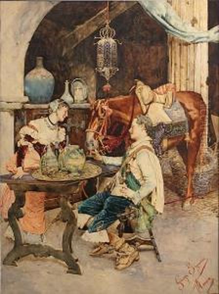 At The Inn Oil Painting by Guiseppe Signorini