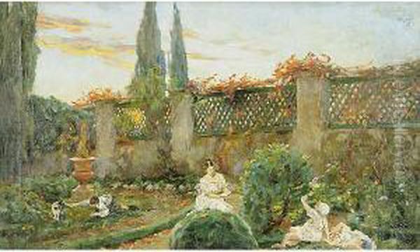 Racconti In Giardino Oil Painting by Giuseppe Sigon