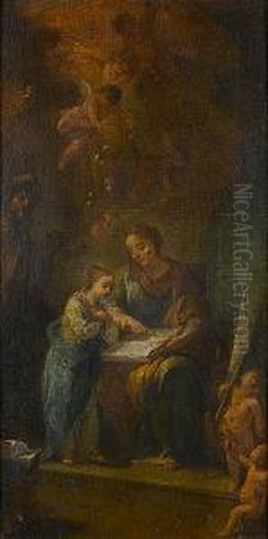 The Annunciation; And The Education Of The Virgin Oil Painting by Franz Sigrist