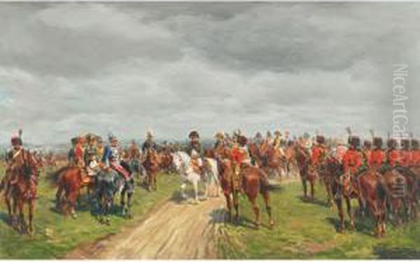 Napoleon At Wagram Oil Painting by Guido Sigriste