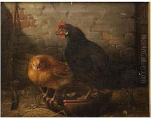 Gallinas Oil Painting by Joaquin Siguenza