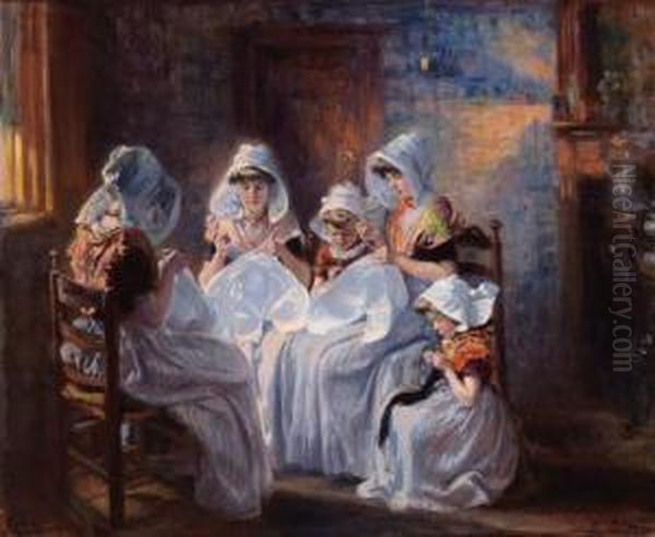 Les Brodeuses Oil Painting by Max Silbert