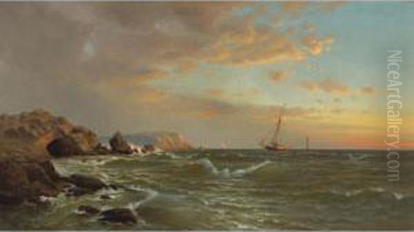 Sailing At Twilight Oil Painting by Francis Augustus Silva