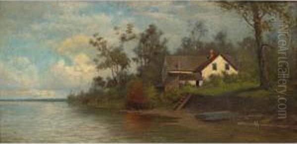 Keyport, New Jersey 1883 Oil Painting by Francis Augustus Silva