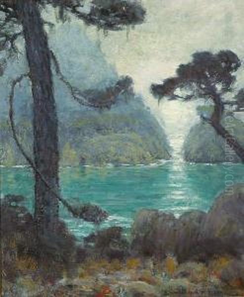 Carmel Coastal Scene Oil Painting by William Posey Silva