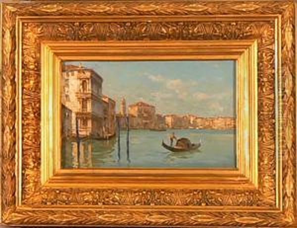 Il Canal Grande Con Palazzo Rezzonico Oil Painting by Ferdinando Silvani