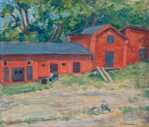 Sheds Oil Painting by Hugo Simberg