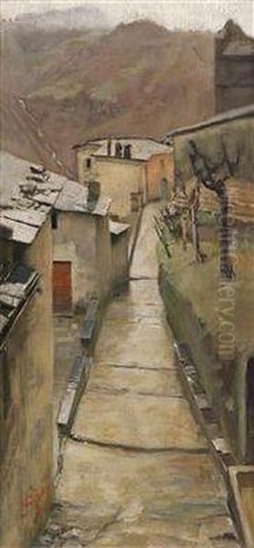 Little Village Street Oil Painting by Filadelfo Simi