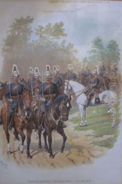 Derbyshire Yeomanry Cavalry Oil Painting by Richard Simkin