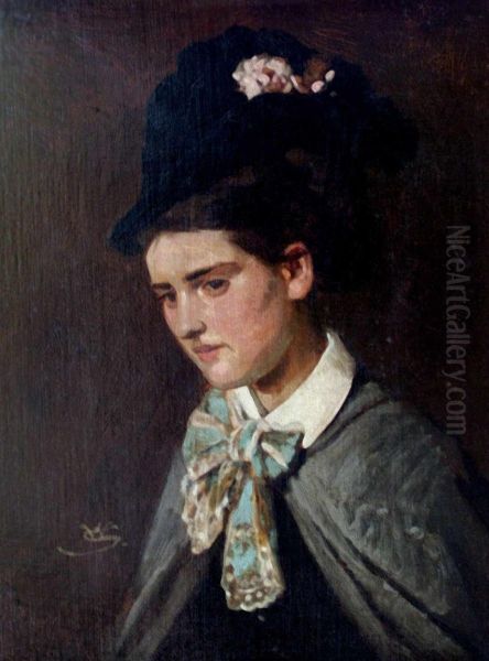 Halbportrait Einer Jungen Frau In Alpenlandischer Tracht Oil Painting by Wilhelm Simmler