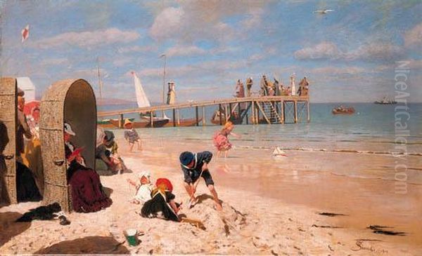 A Sunny Day At The Beach by Wilhelm Simmler