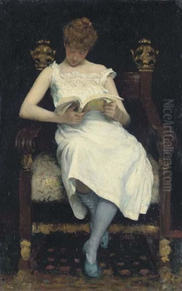 Girl Reading Oil Painting by Edward Emerson Simmons