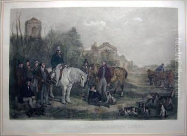 The Shooting Party - Ranton Abbey Oil Painting by William Henry Simmons