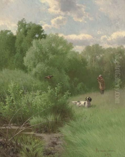 Woodcock Shooting Oil Painting by Hermann Gustave Simon