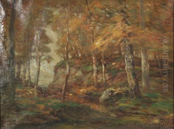 Autumn Forest Scene Oil Painting by John Simon