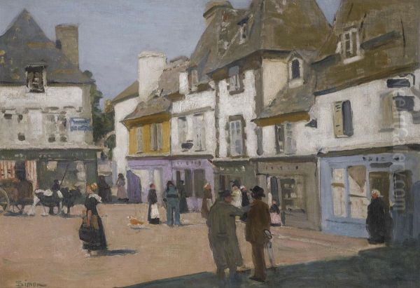 Place Au Beurre, Quimper Oil Painting by Lucien Simon