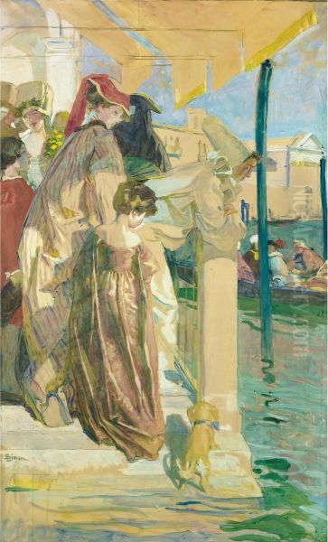 Fete A Venise Oil Painting by Lucien Simon