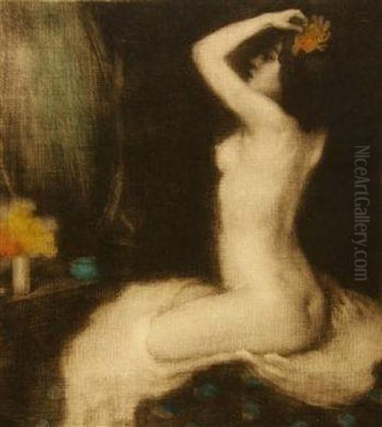 A Nude Girl Oil Painting by Tavik Frantisek Simon