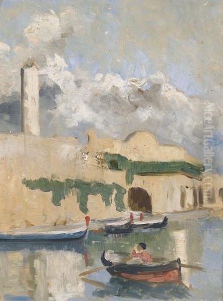 La Douane De Mer A Alger Oil Painting by John Pierre Simonet