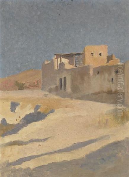 Algerisches Dorf Am Wustenrand Oil Painting by John Pierre Simonet