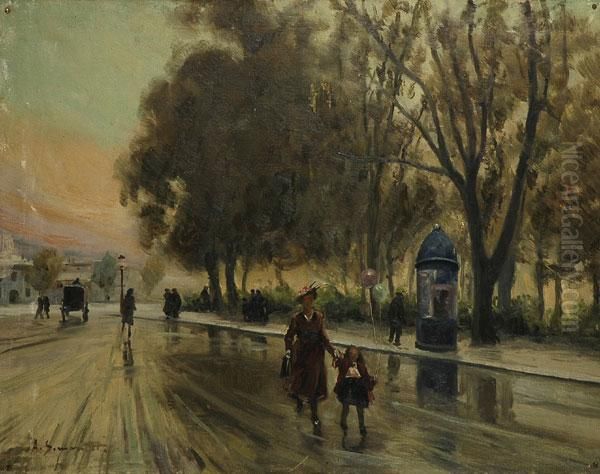 Passeggiata Alle Cascine Oil Painting by Alfonso Simonetti