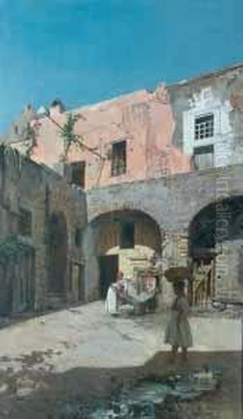 Cortile Rustico Oil Painting by Alfonso Simonetti