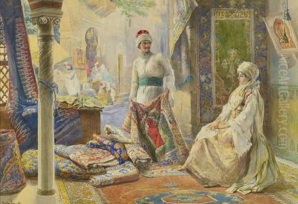 The Rug Merchant Oil Painting by Amedeo Momo Simonetti