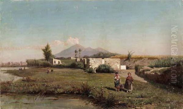 Il Ritorno Dal Lavoro Oil Painting by Attilio Simonetti