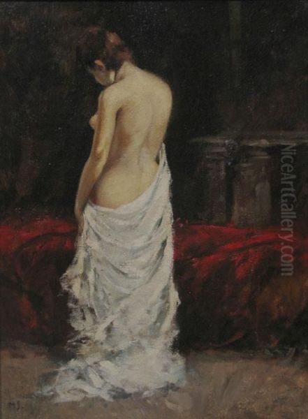 Nud In Interior Oil Painting by Mihai Simonidi