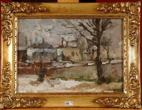 Paysage De Neige Oil Painting by Victor Simonin