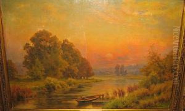 Riviere Au Crepuscule Oil Painting by Lucien Simonnet