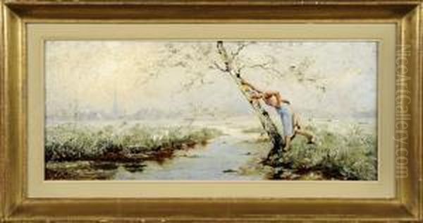 Au Bord De L'eau Oil Painting by Jan Frans Simons