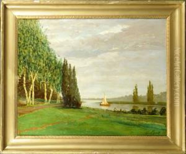 Paysage Fluvial Oil Painting by Jan Frans Simons