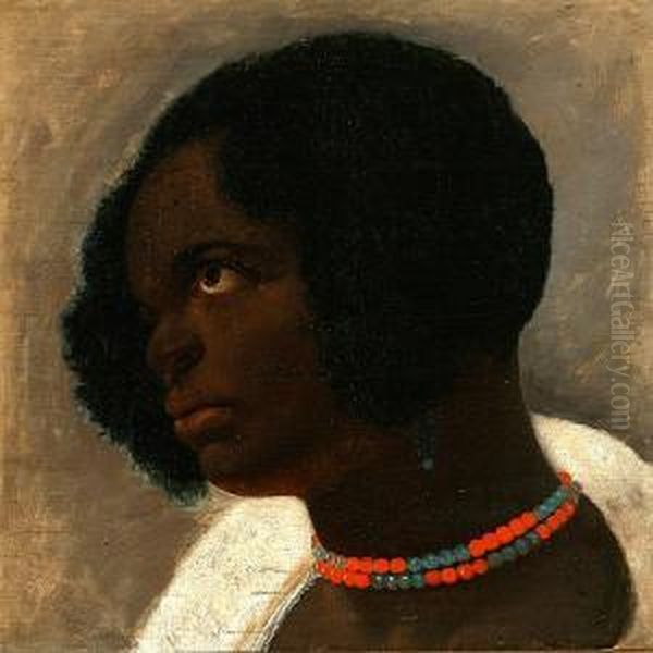 An African Woman Oil Painting by Niels Simonsen