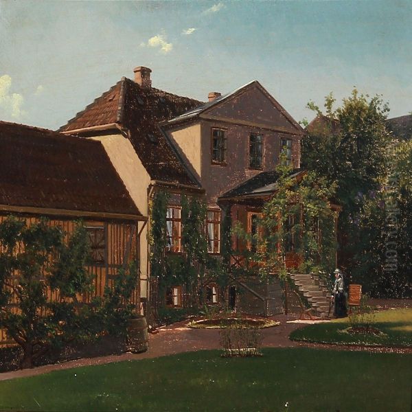 Summer Day In A Garden At A Villa In Valby, Denmark Oil Painting by Simon Simonson