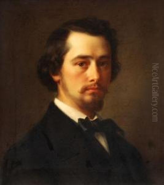 Portrait Of A Gentleman, Possibly A Self Portrait Oil Painting by David Simonson