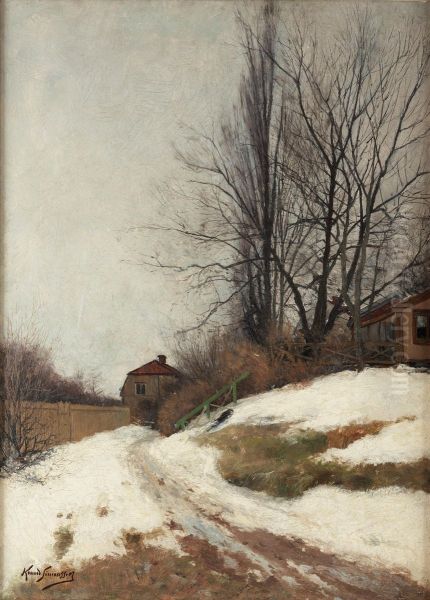 Stora Sjotullen Djurgarden, Stockholm Oil Painting by Karl Konrad Simonsson