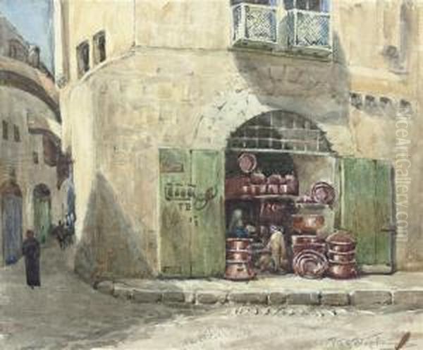 At The Gateway To A Mosque Oil Painting by Henry Simpson