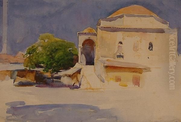 A Domed Building In The Middle East. Oil Painting by Henry Simpson